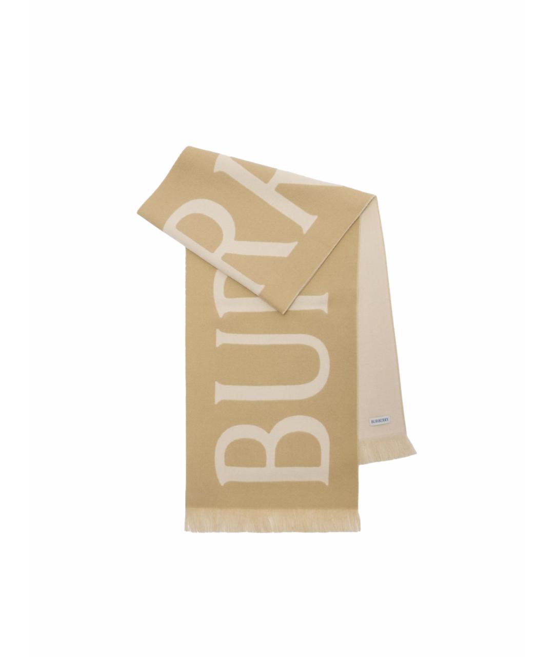 BURBERRY Бежевый шерстяной шарф, фото 1
