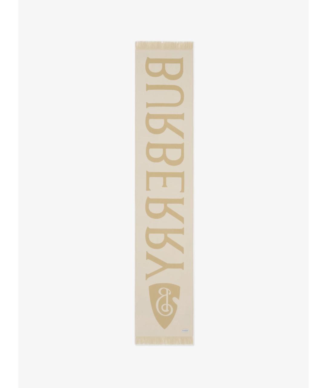 BURBERRY Бежевый шерстяной шарф, фото 5