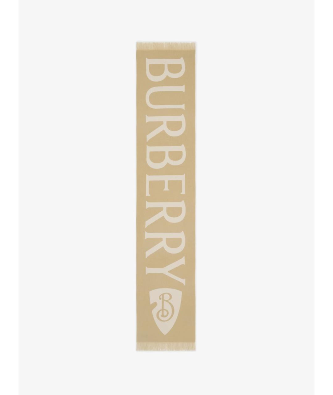 BURBERRY Бежевый шерстяной шарф, фото 4