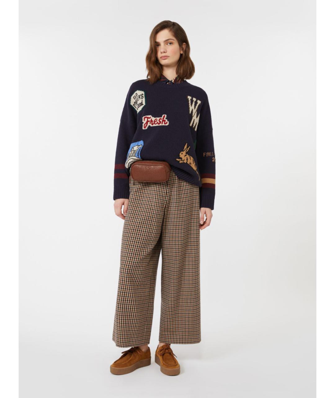 WEEKEND MAX MARA Коричневые шерстяные брюки широкие, фото 2