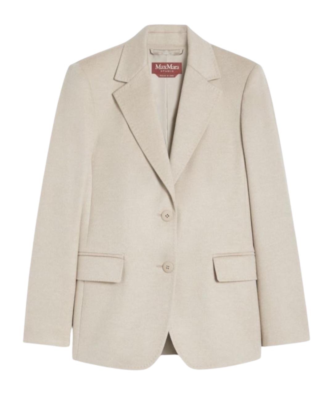 MAX MARA STUDIO Бежевый шерстяной жакет/пиджак, фото 1