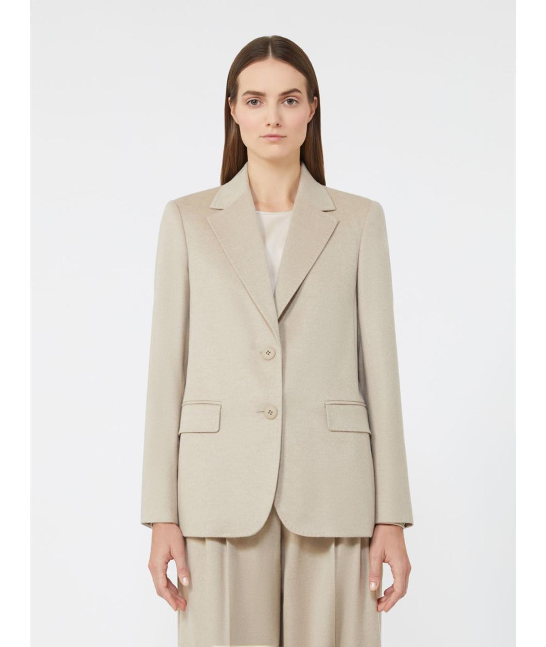 MAX MARA STUDIO Бежевый шерстяной жакет/пиджак, фото 4