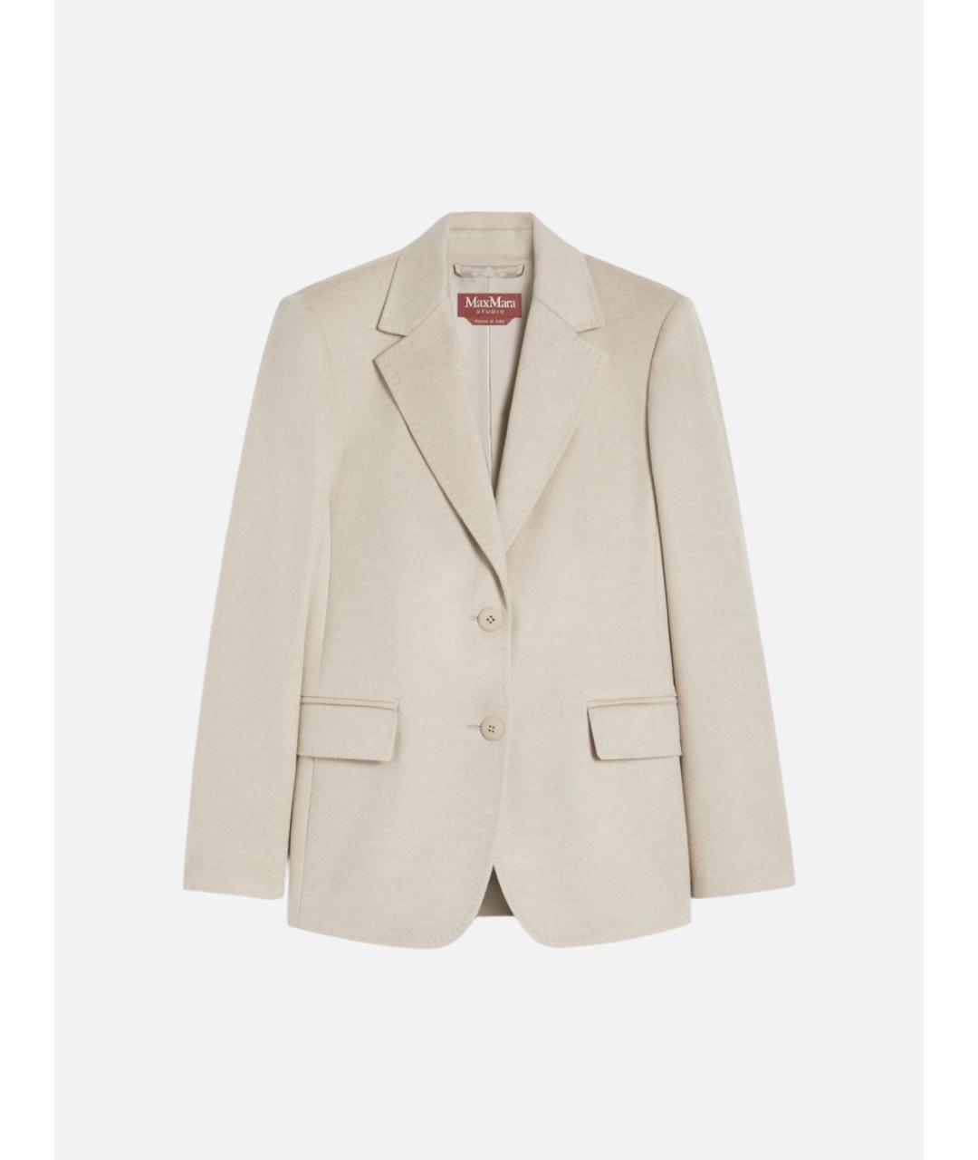 MAX MARA STUDIO Бежевый шерстяной жакет/пиджак, фото 6