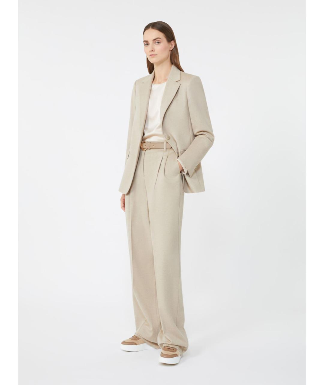 MAX MARA STUDIO Бежевый шерстяной жакет/пиджак, фото 2