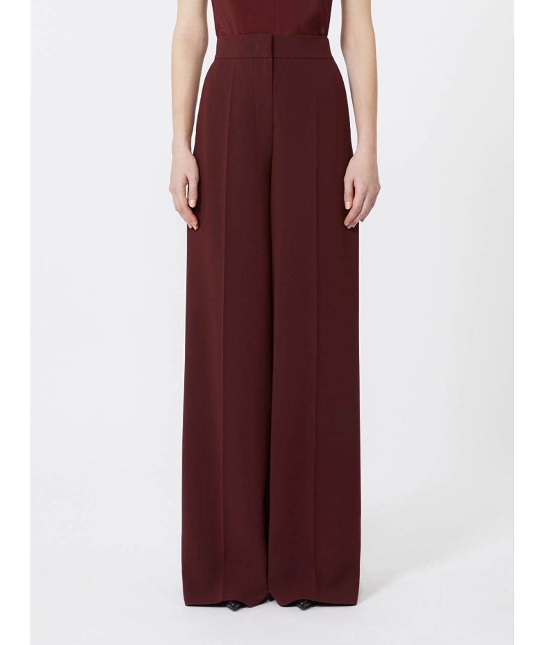 MAX MARA Бордовые ацетатные брюки широкие, фото 4