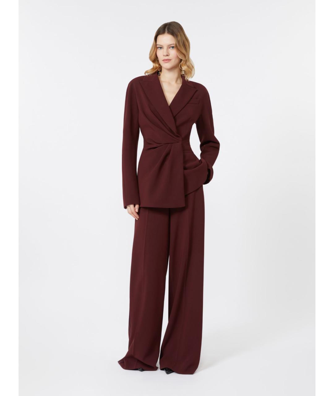 MAX MARA Бордовые ацетатные брюки широкие, фото 2