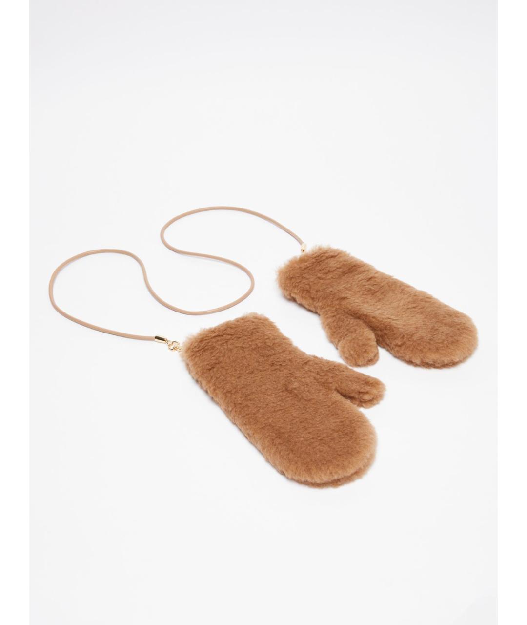 MAX MARA Коричневые шерстяные варежки, фото 2