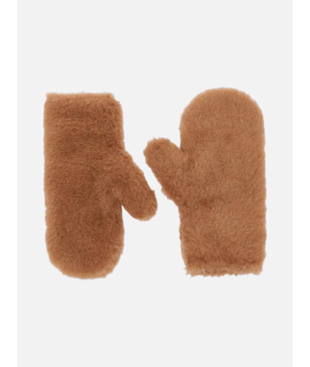 MAX MARA Коричневые шерстяные варежки, фото 4