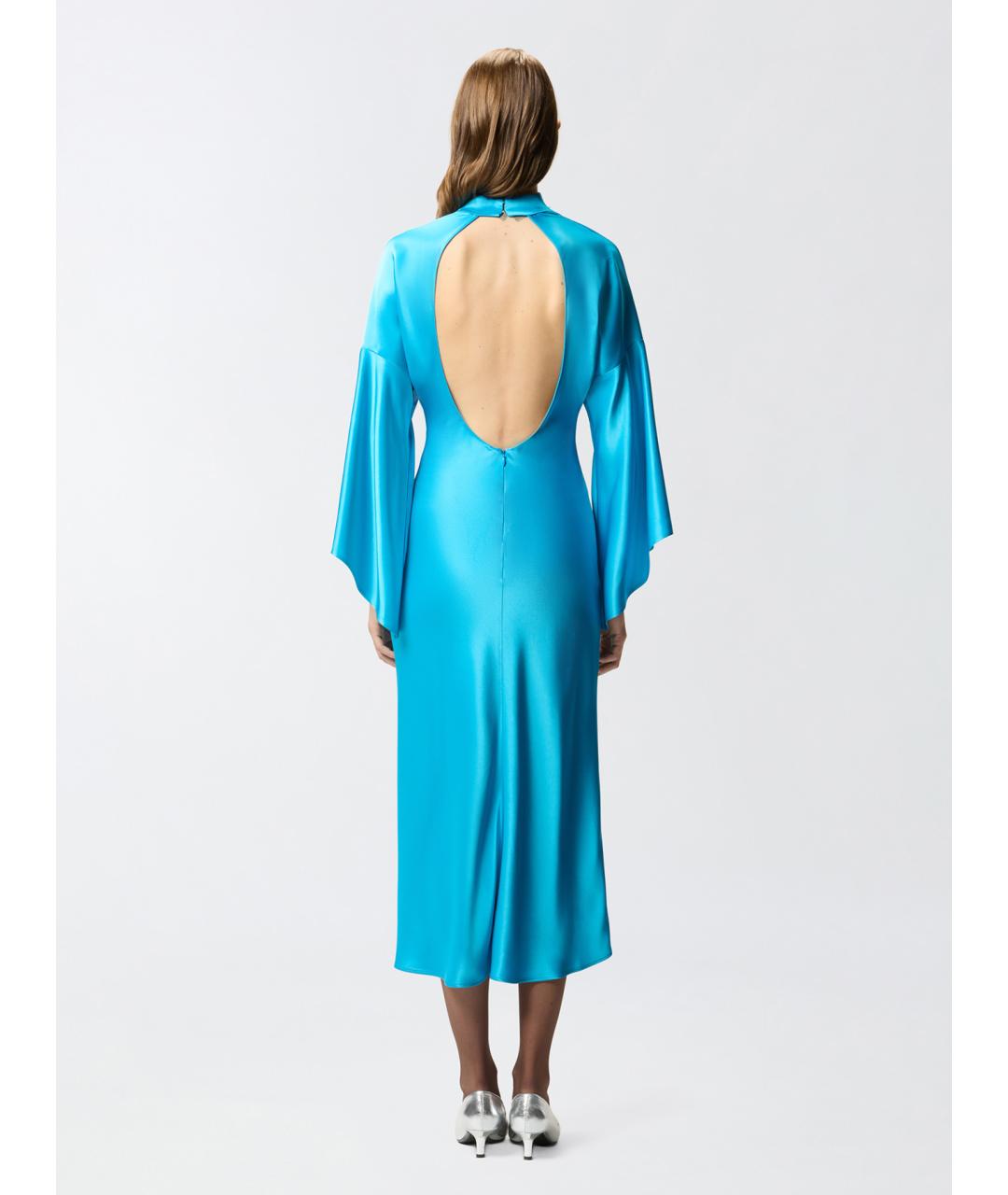 PINKO Голубое ацетатное коктейльное платье, фото 4