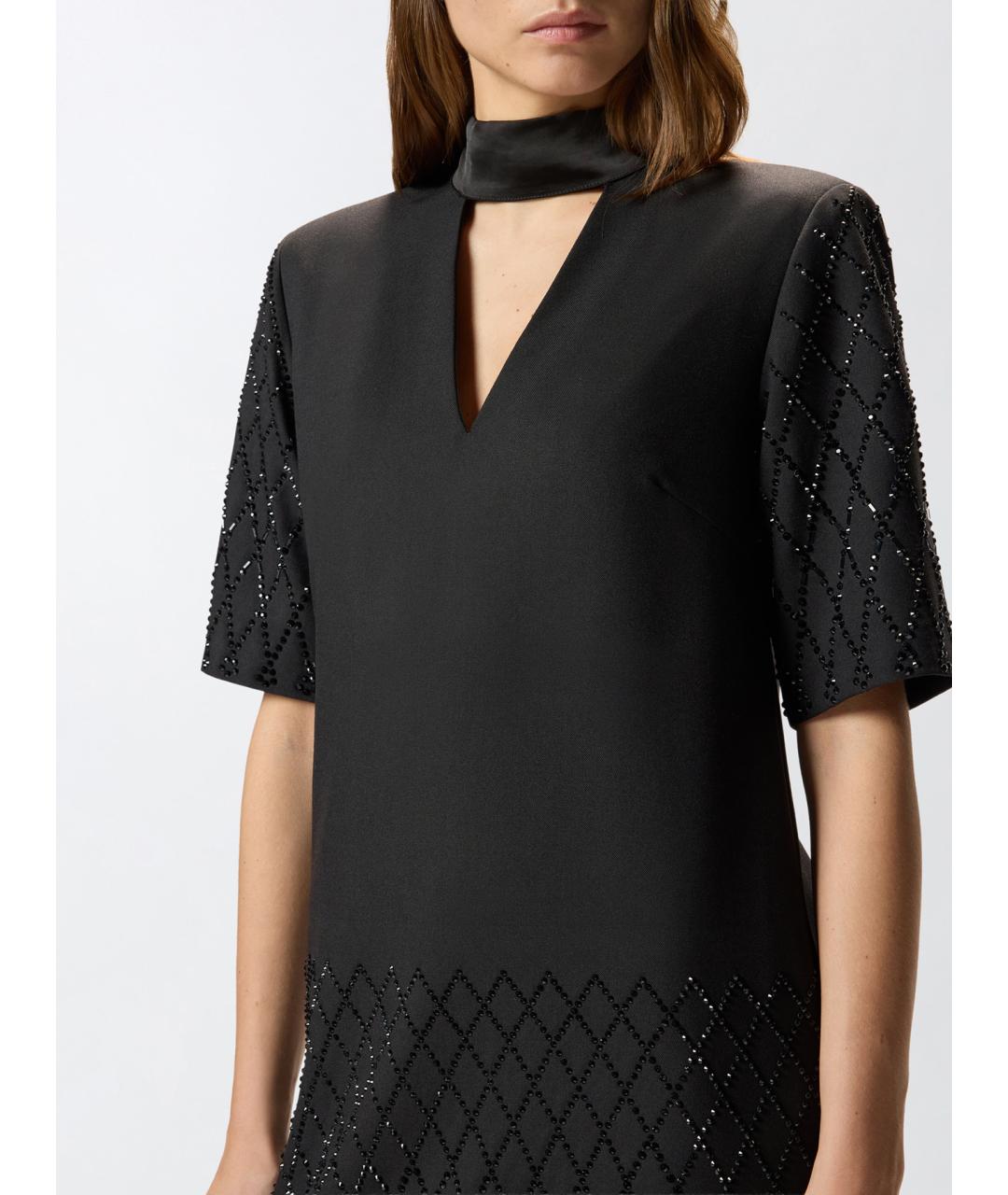 PINKO Черное полиэстеровое коктейльное платье, фото 5