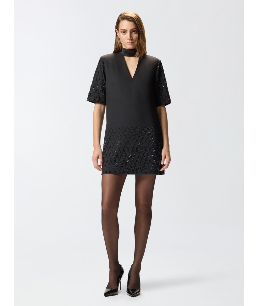 PINKO Черное полиэстеровое коктейльное платье, фото 2