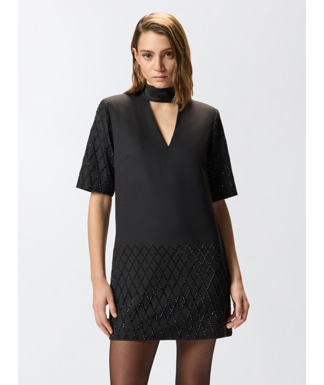 PINKO Черное полиэстеровое коктейльное платье, фото 3