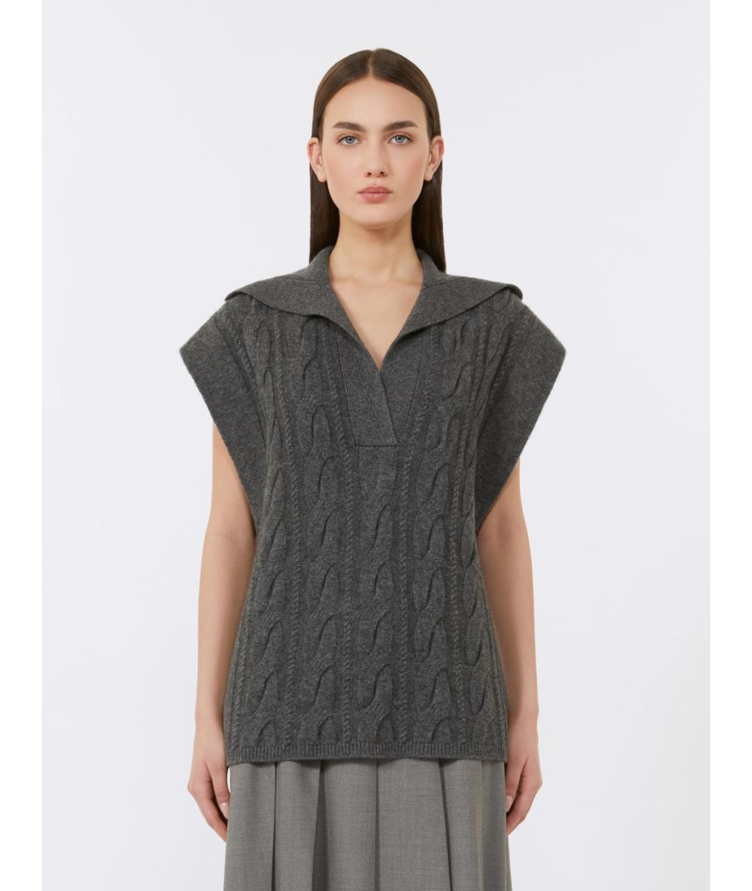 MAX MARA STUDIO Серый шерстяной жилет, фото 4