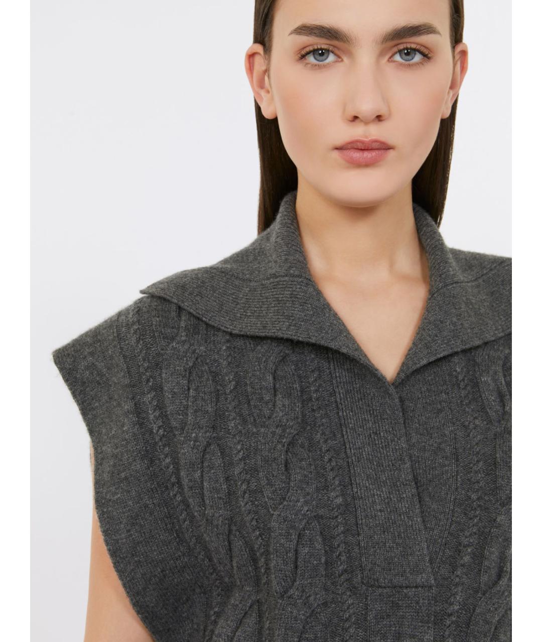MAX MARA STUDIO Серый шерстяной жилет, фото 5