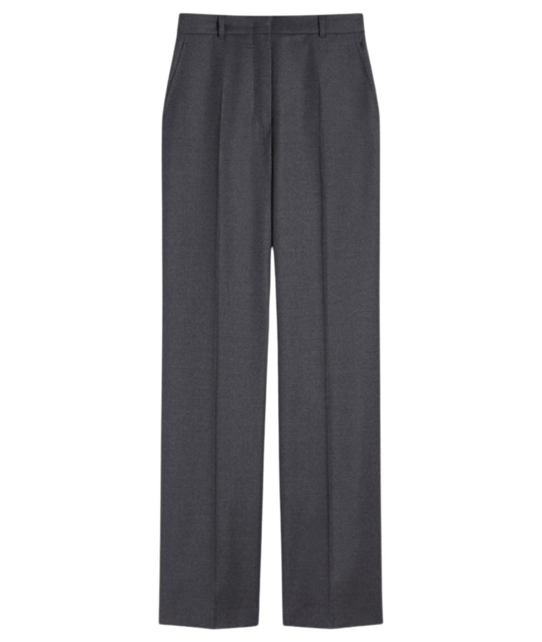 MAX MARA STUDIO Серые шерстяные прямые брюки, фото 1