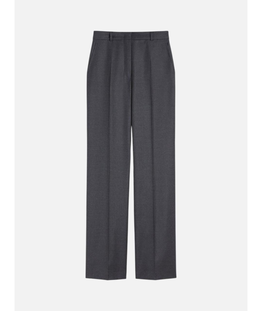 MAX MARA STUDIO Серые шерстяные прямые брюки, фото 6