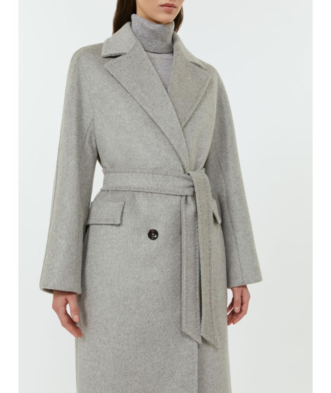 MAX MARA STUDIO Серое кашемировое пальто, фото 3