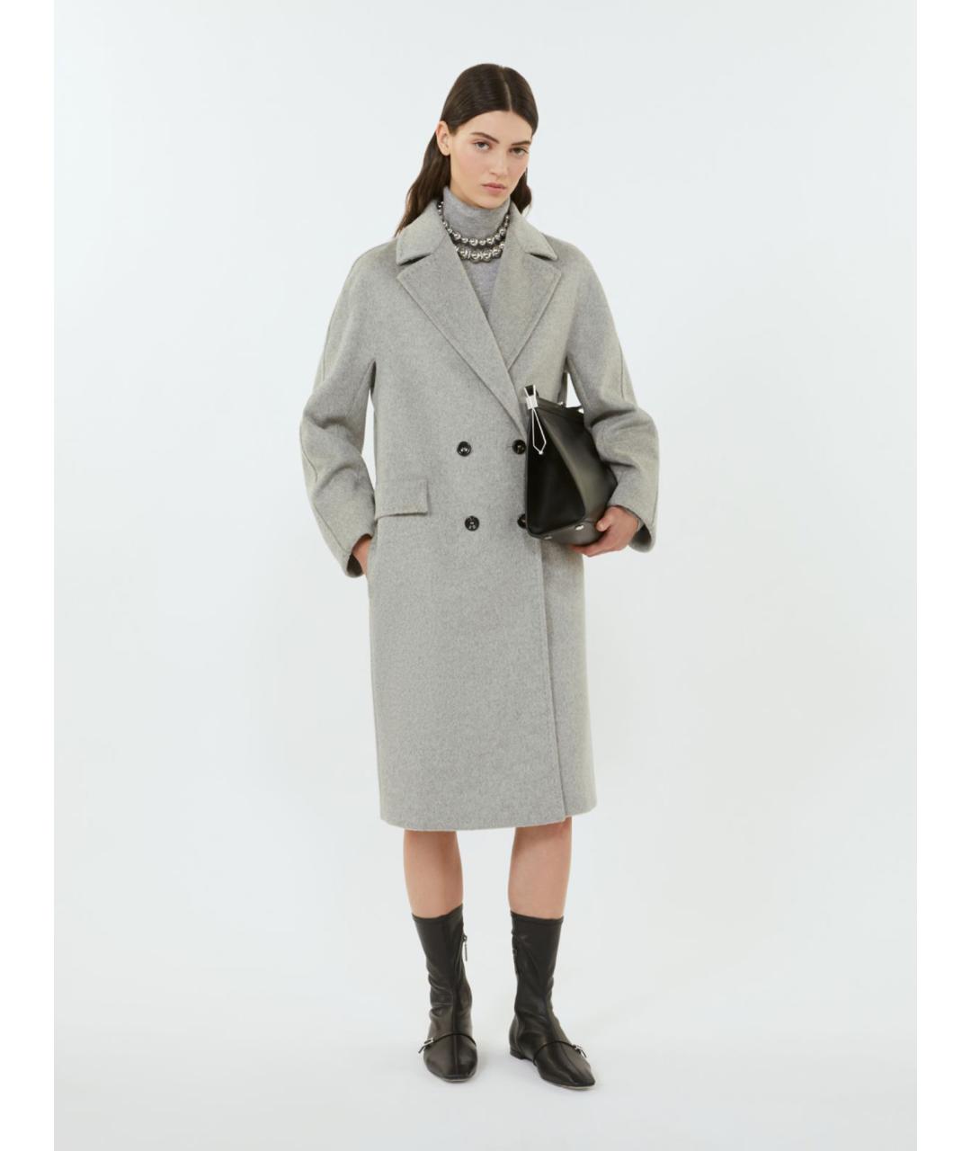 MAX MARA STUDIO Серое кашемировое пальто, фото 2