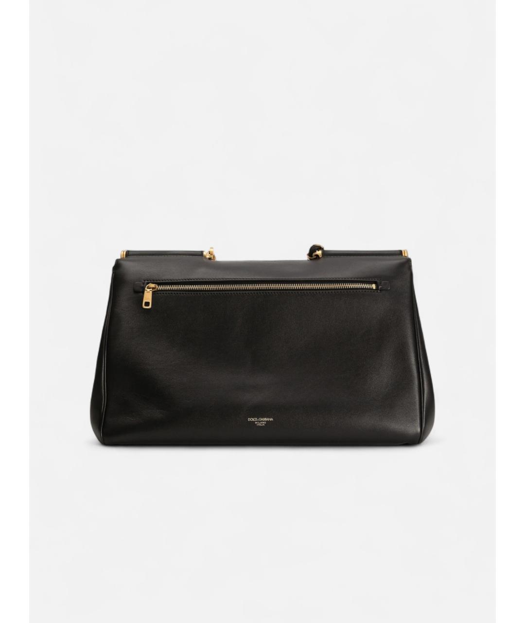 DOLCE&GABBANA Черная кожаная сумка тоут, фото 4