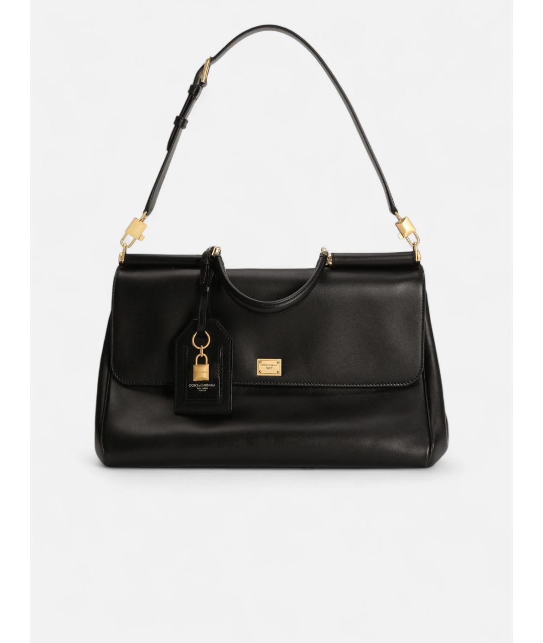 DOLCE&GABBANA Черная кожаная сумка тоут, фото 2