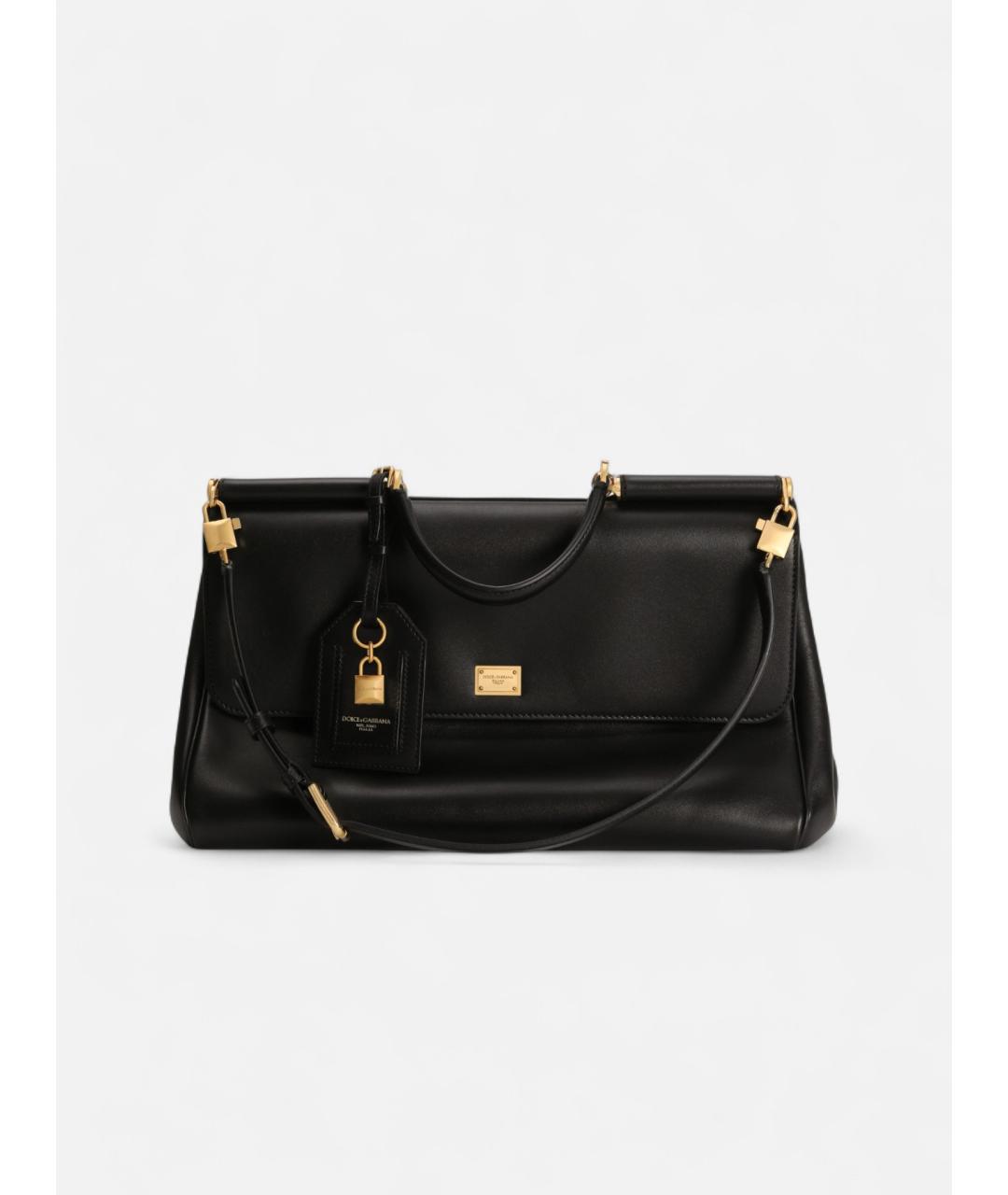 DOLCE&GABBANA Черная кожаная сумка тоут, фото 5