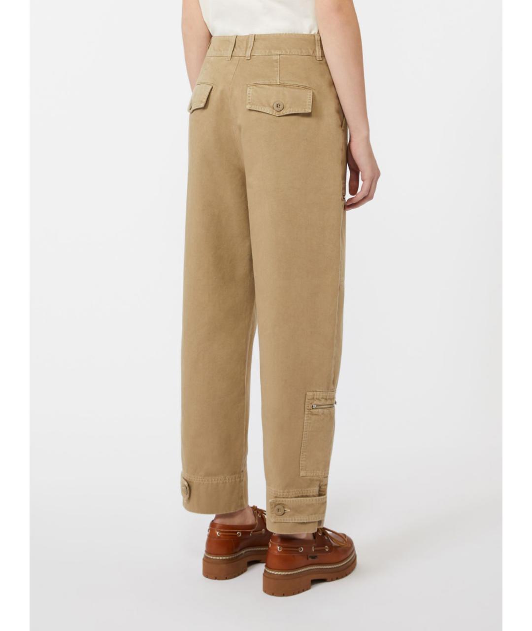 WEEKEND MAX MARA Бежевые хлопковые прямые брюки, фото 3