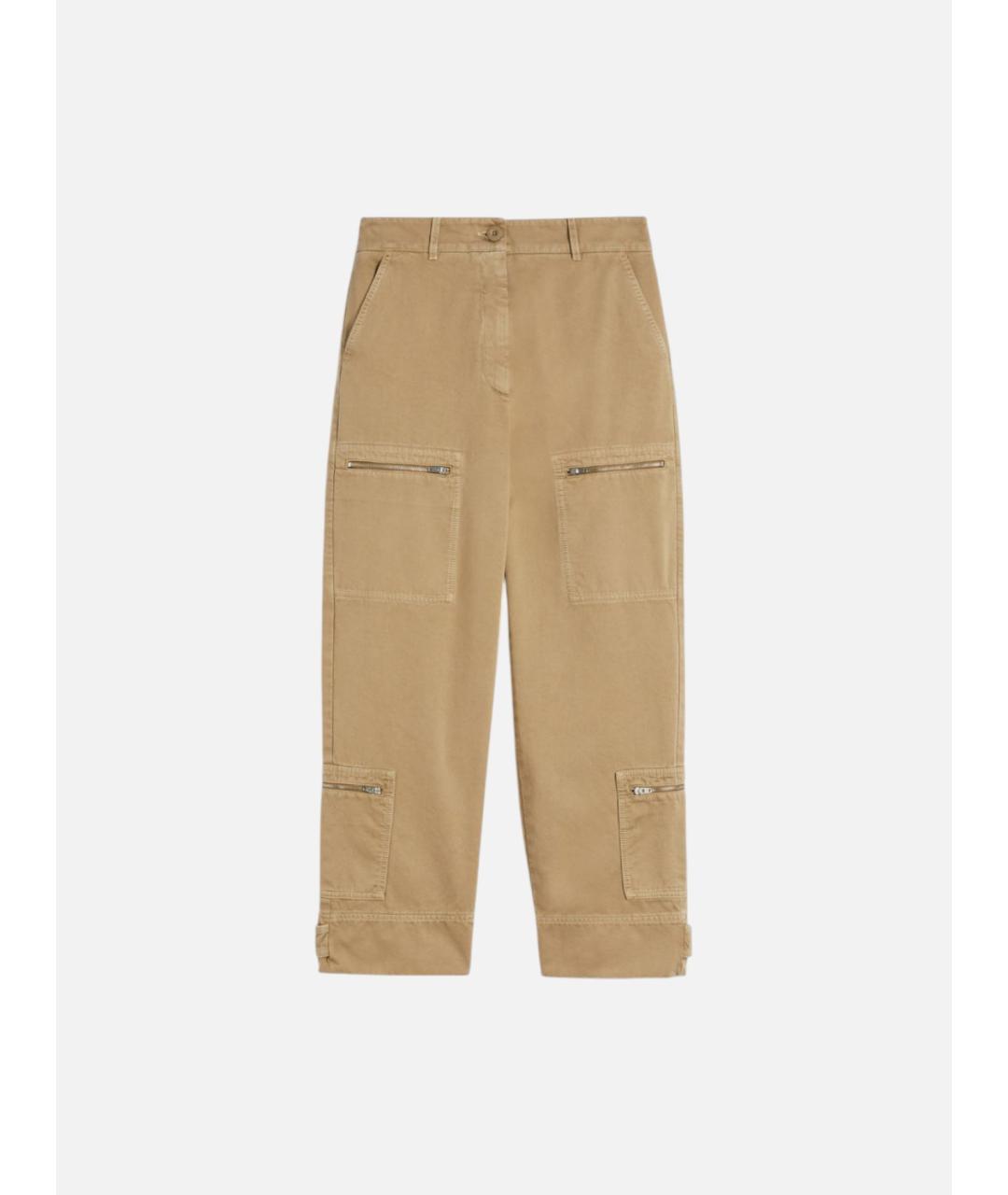 WEEKEND MAX MARA Бежевые хлопковые прямые брюки, фото 5