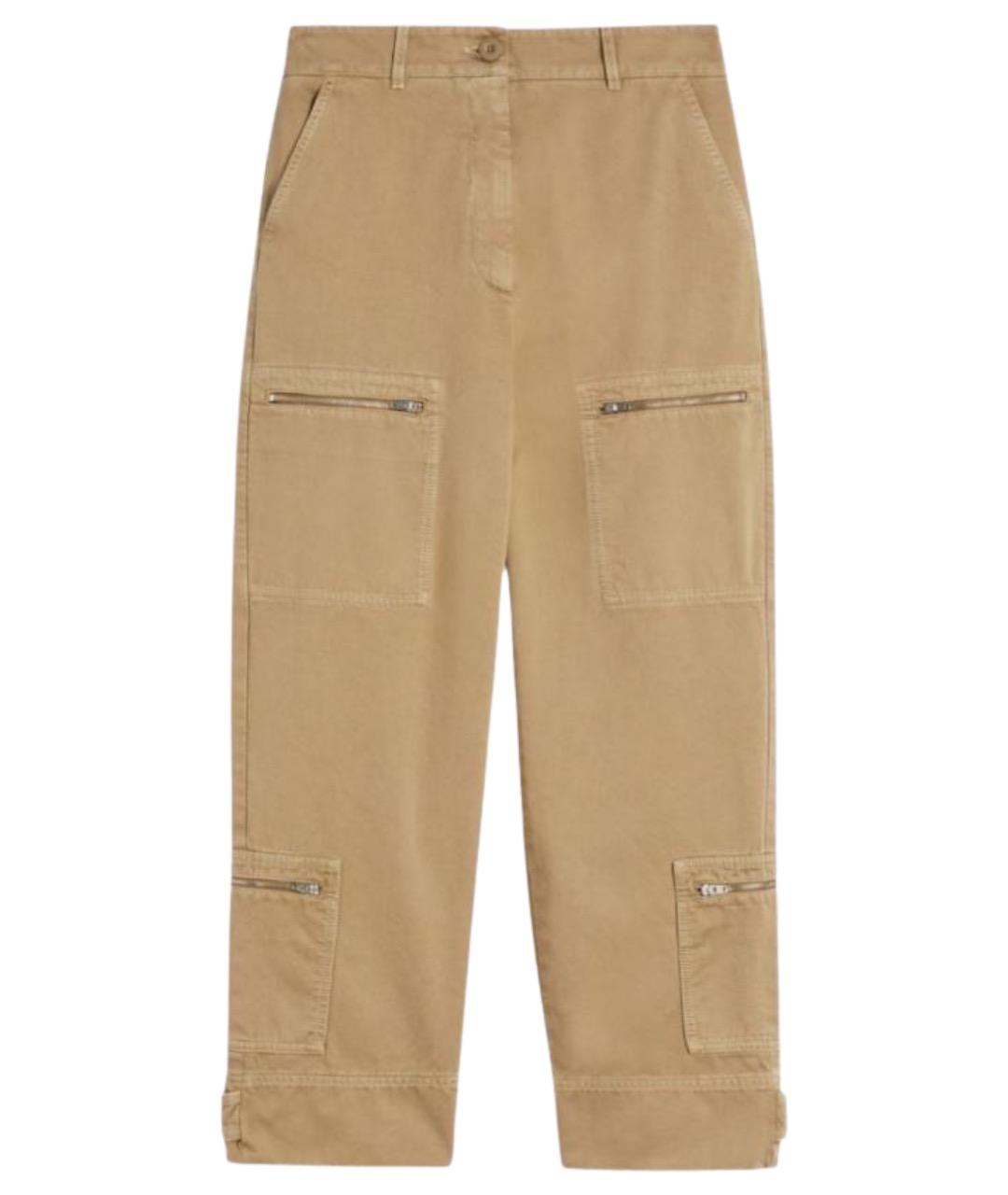 WEEKEND MAX MARA Бежевые хлопковые прямые брюки, фото 1