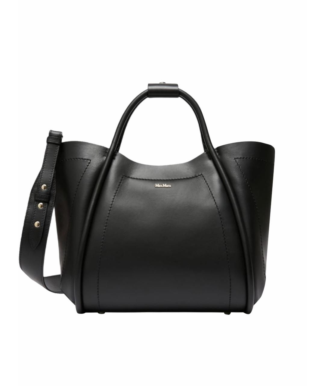 MAX MARA Черная кожаная сумка тоут, фото 1