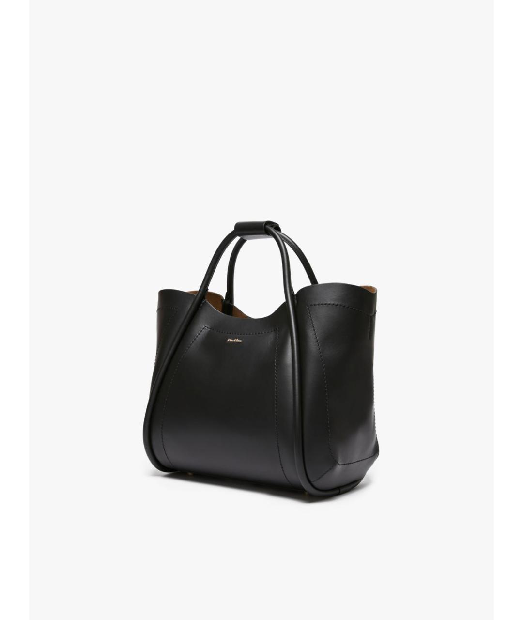 MAX MARA Черная кожаная сумка тоут, фото 2