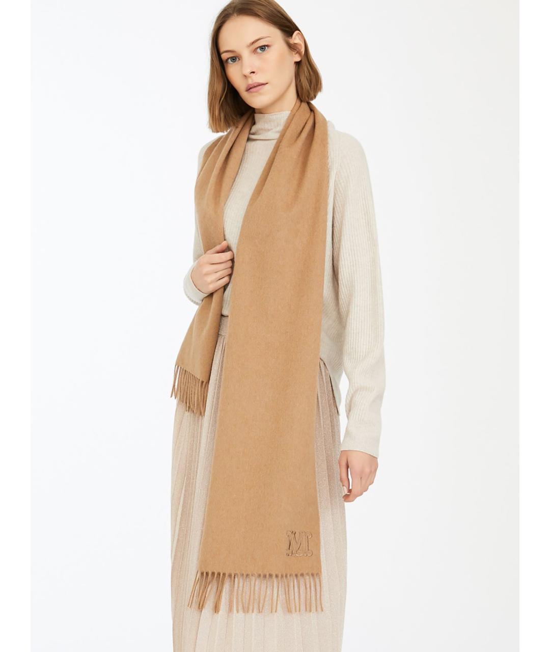 MAX MARA Коричневый кашемировый шарф, фото 2