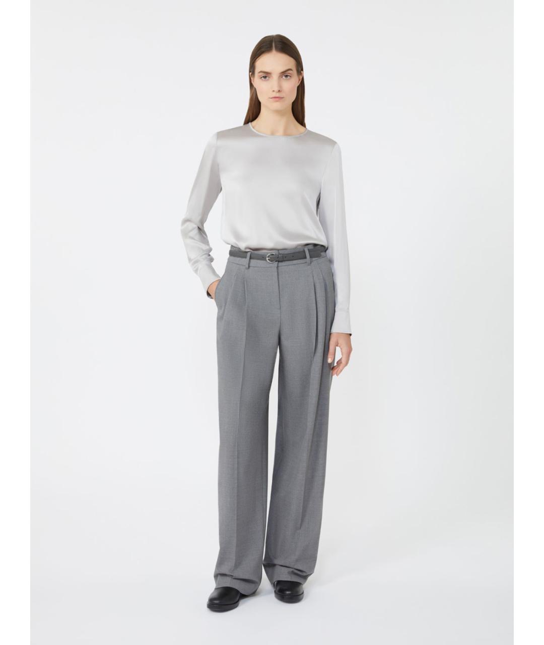 MAX MARA STUDIO Серая шелковая блузы, фото 2