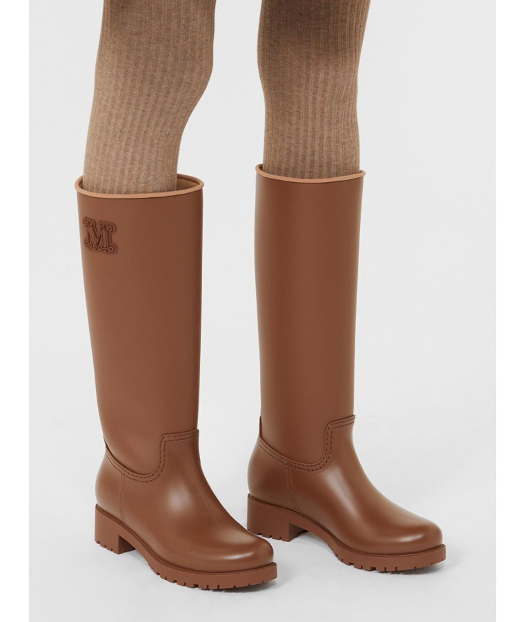 MAX MARA Коричневые резиновые сапоги, фото 2