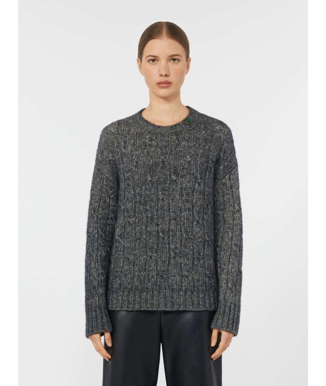 'S MAX MARA Антрацитовый хлопковый джемпер / свитер, фото 4