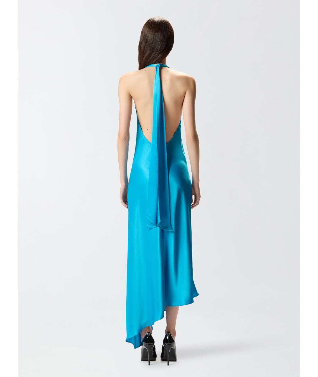 PINKO Голубое ацетатное коктейльное платье, фото 4