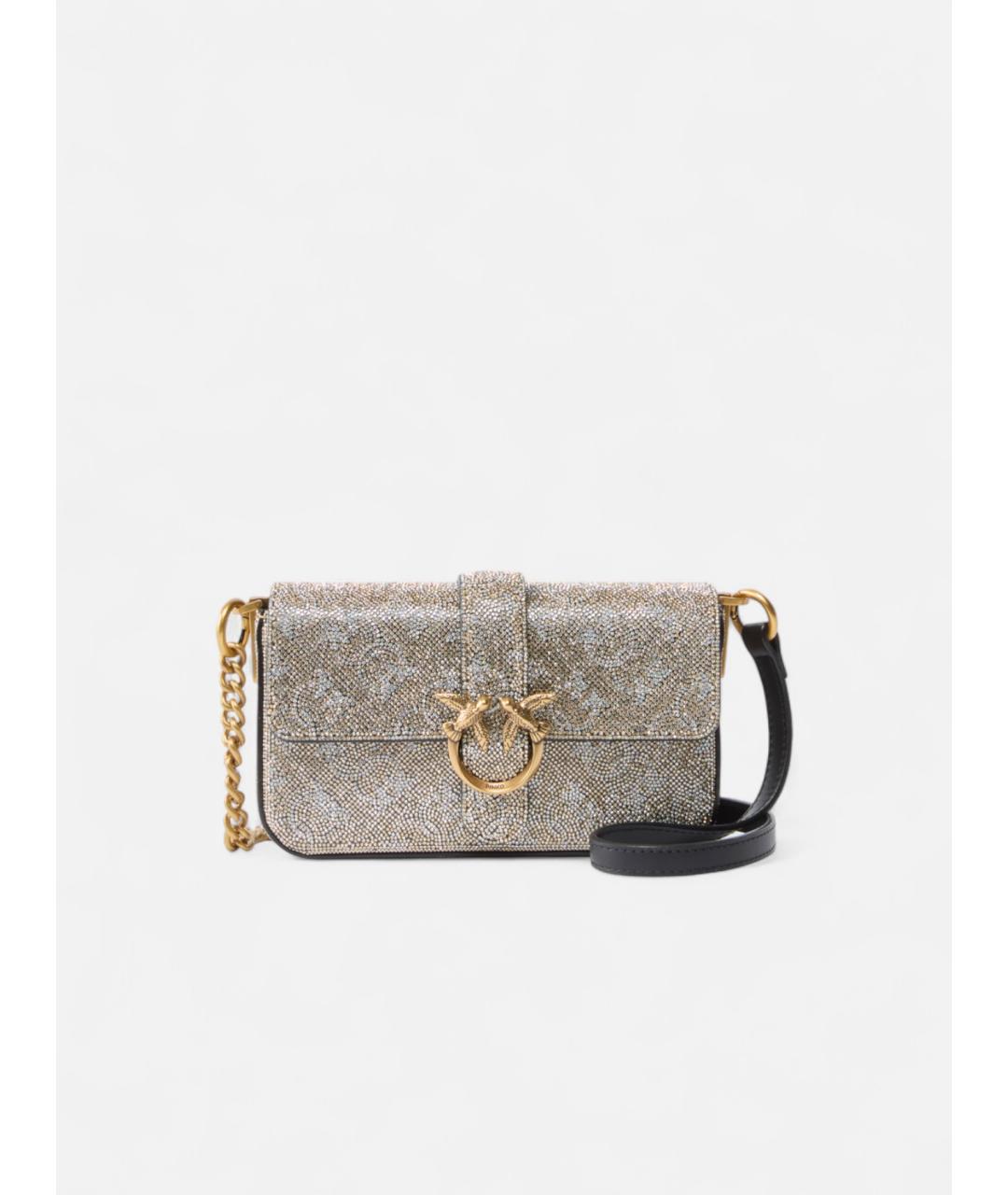 PINKO Серебряная кожаная сумка через плечо, фото 7