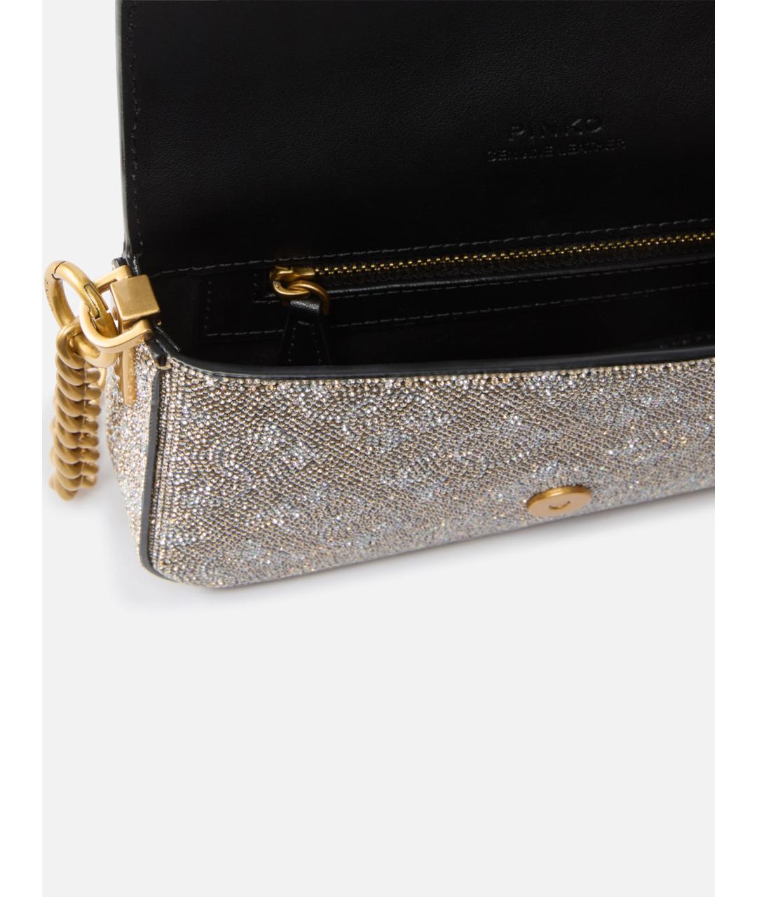 PINKO Серебряная кожаная сумка через плечо, фото 6