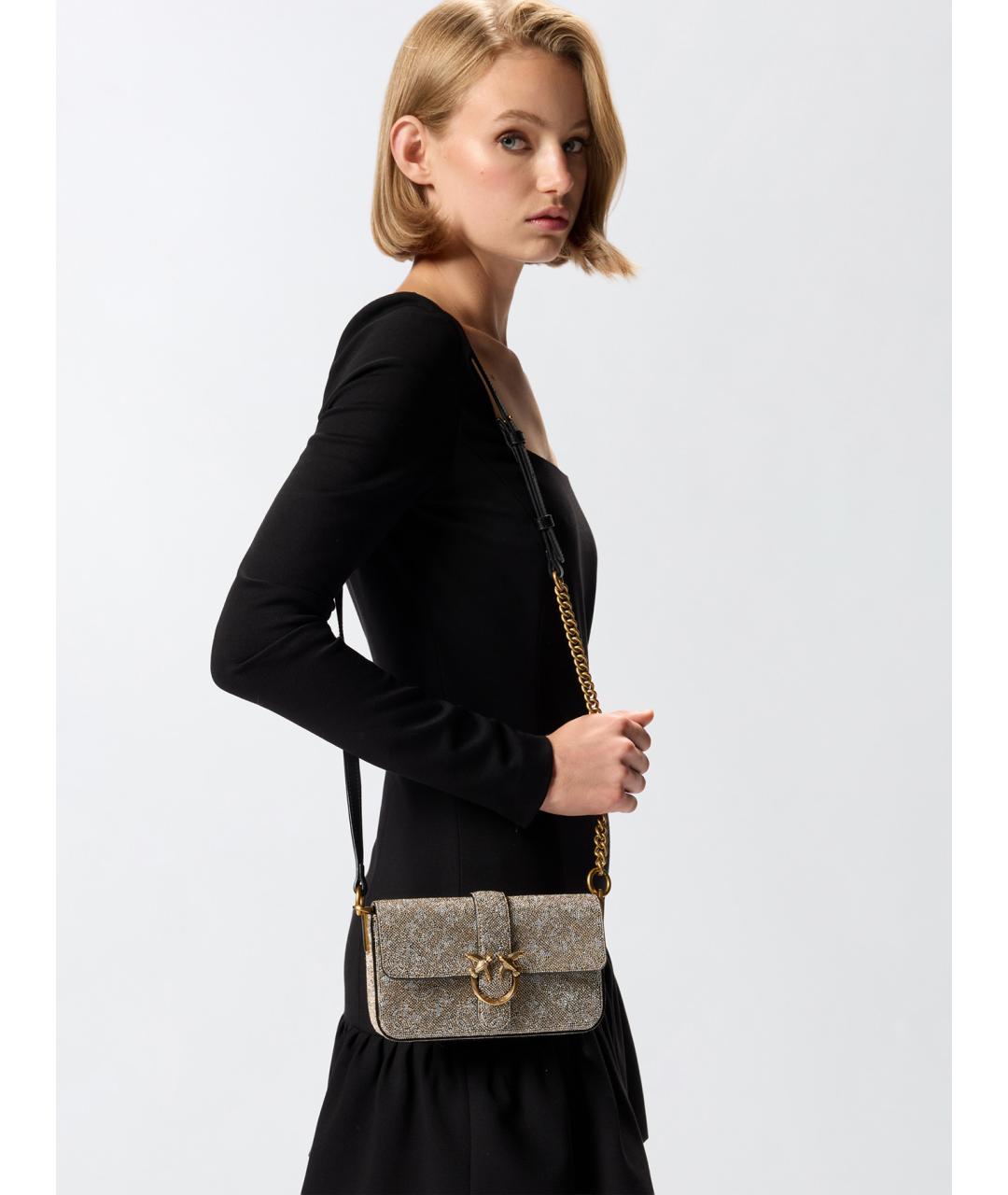 PINKO Серебряная кожаная сумка через плечо, фото 2