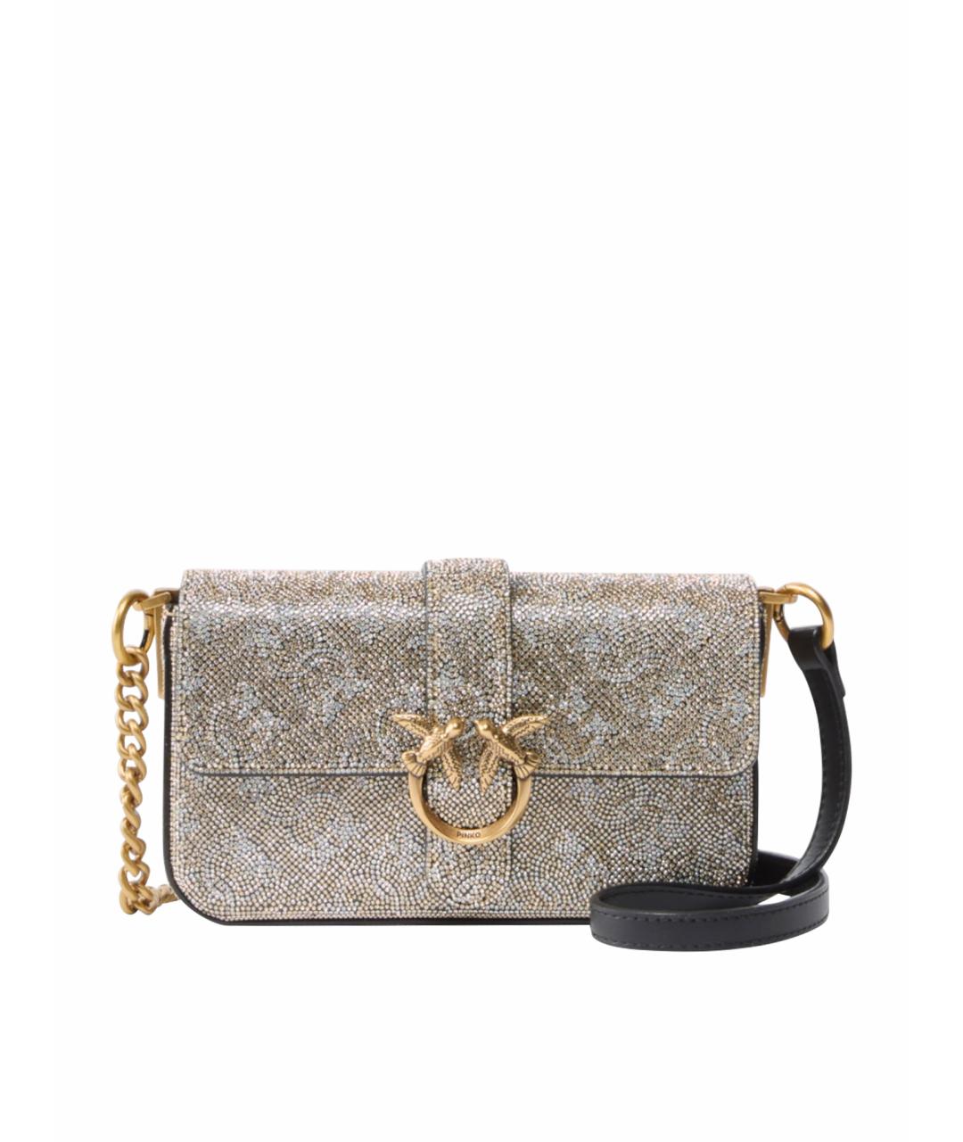 PINKO Серебряная кожаная сумка через плечо, фото 1