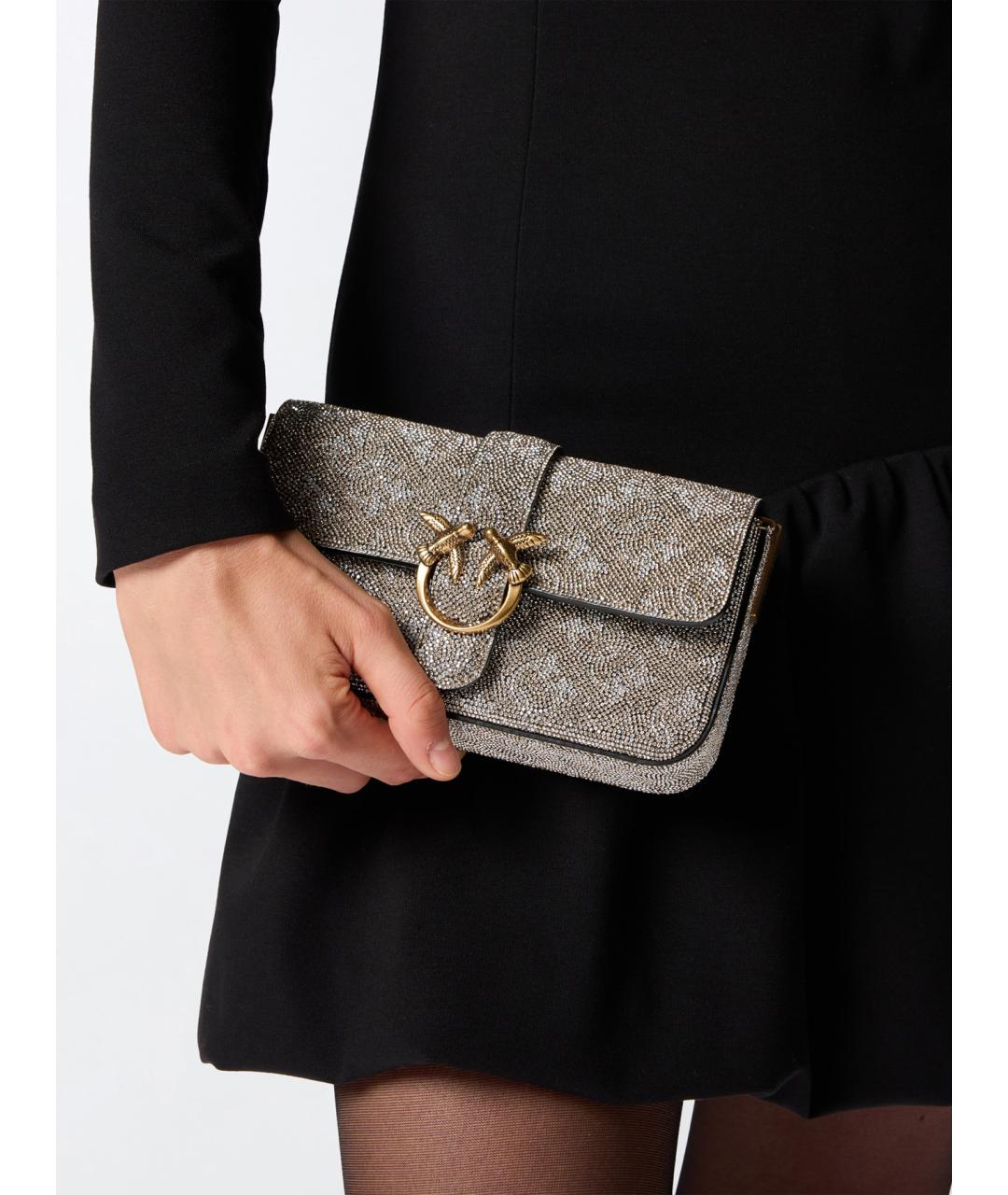 PINKO Серебряная кожаная сумка через плечо, фото 3