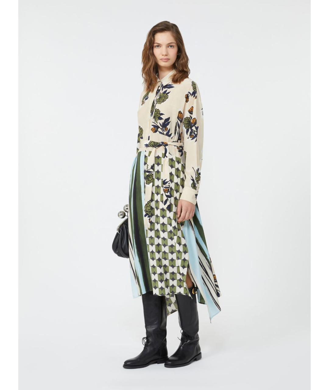WEEKEND MAX MARA Мульти шелковое повседневное платье, фото 4