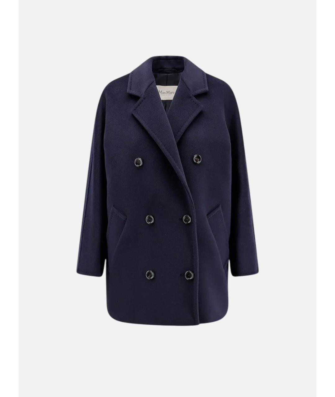 MAX MARA Темно-синее шерстяное пальто, фото 3