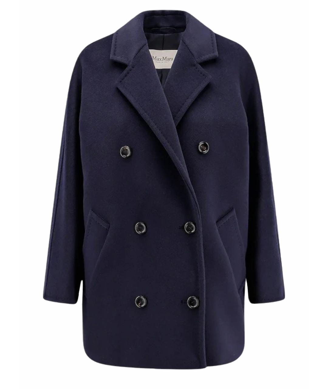 MAX MARA Темно-синее шерстяное пальто, фото 1