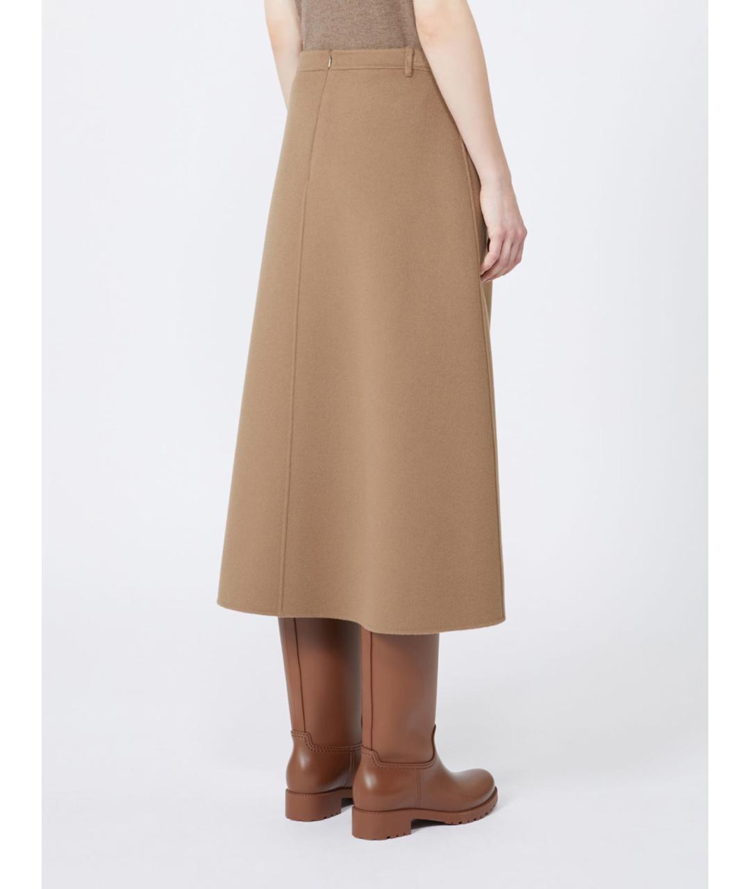 'S MAX MARA Коричневая шерстяная юбка миди, фото 3