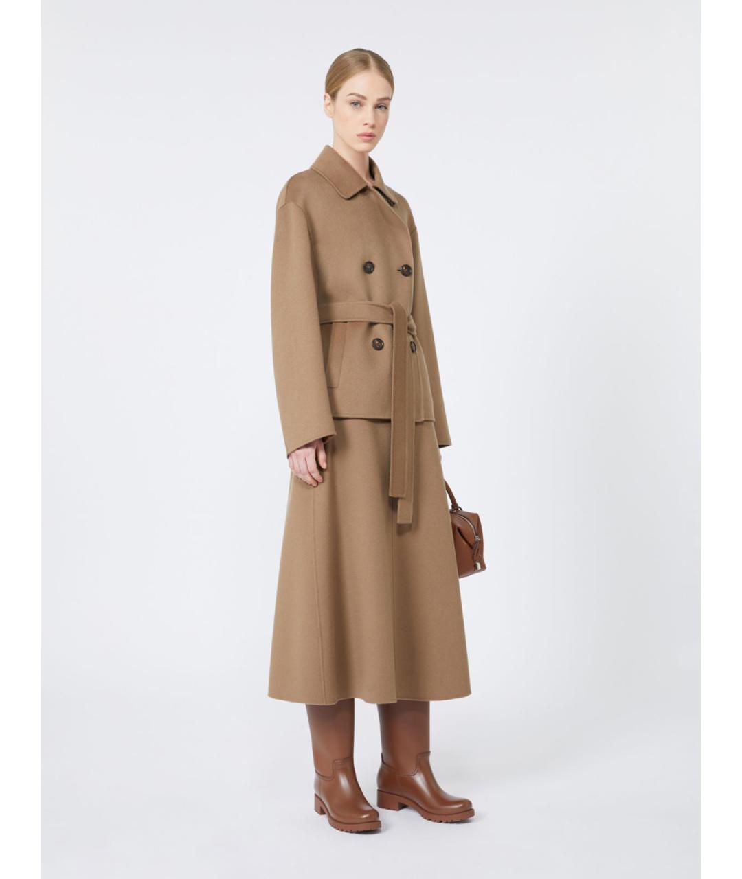 'S MAX MARA Коричневая шерстяная юбка миди, фото 2