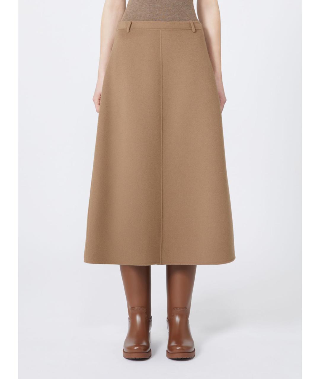 'S MAX MARA Коричневая шерстяная юбка миди, фото 4