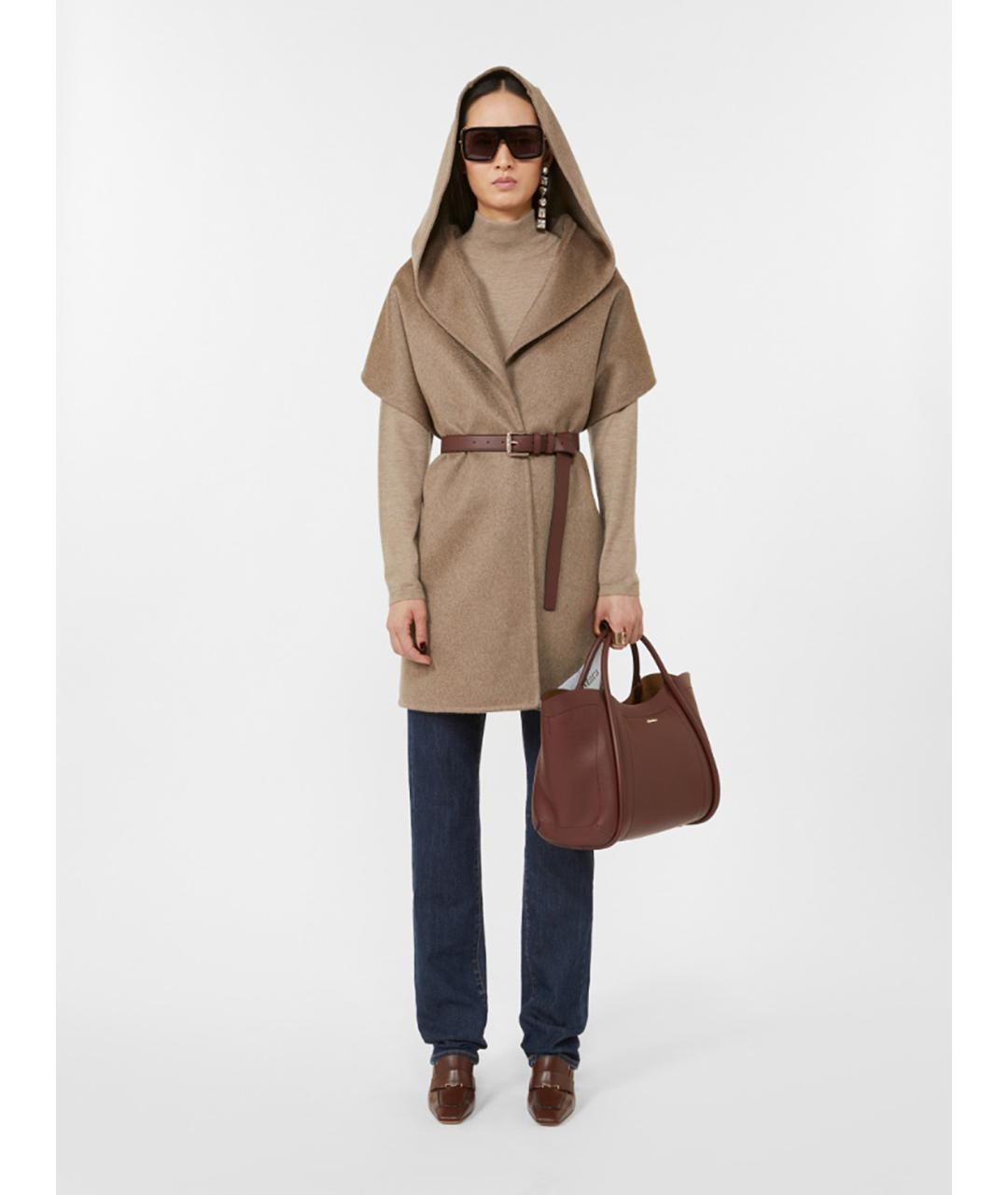 MAX MARA Коричневая кожаная сумка тоут, фото 5