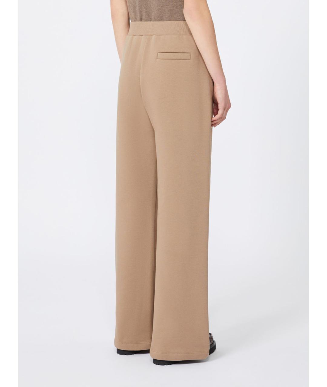 'S MAX MARA Бежевые хлопковые прямые брюки, фото 3