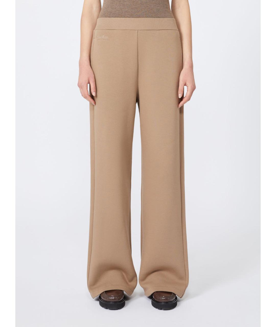 'S MAX MARA Бежевые хлопковые прямые брюки, фото 4