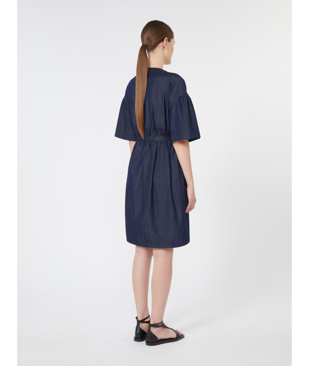 'S MAX MARA Темно-синее хлопковое повседневное платье, фото 3